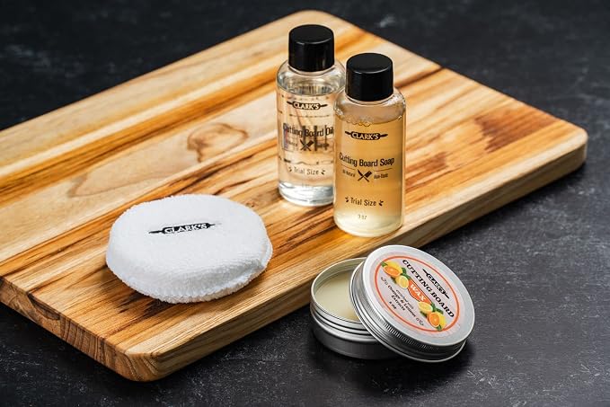 CLARK'S Cutting Board Care Gift Set | Includes Food Grade Mineral Oil, Cutting Board Wax & Wood Cleaner, Buffing Pads - Restores & Protects