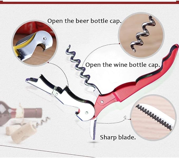 RECUTMS 12 Packs Corkscrew Wine Opener Wine key Stainless Steel Fold Beer or Bottle Opener Serrated Foil Cutter,Perfect for Bars,Restaurants,Family,Company Party (12 Color)