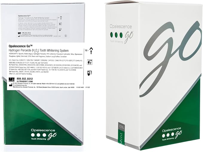 Opalescence Go 15 Hydrogen Peroxide Prefilled Teeth Whitening Trays 5194-TS | Hydrogen Peroxide 15% - Includes & Tongue Scraper - Developed by Dentists (10 Treatments) Mint Flavor