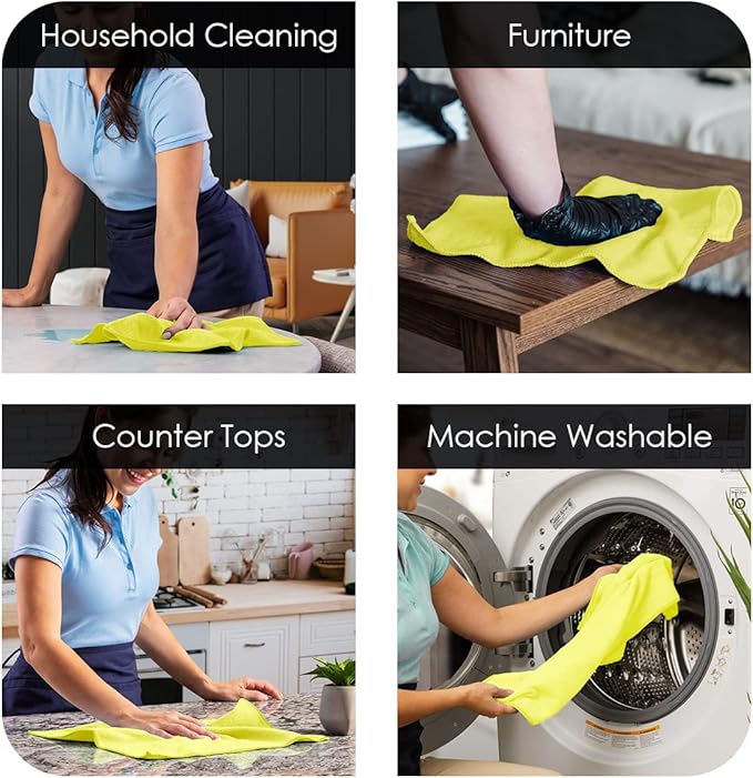 Avalon Towels Microfiber Cleaning Cloths (Value Pack of 36) - Size 16 x 16 Inches, Highly Absorbent Cleaning Rags, Lint Free, Reusable and Washable, Microfiber Towels for Cars
