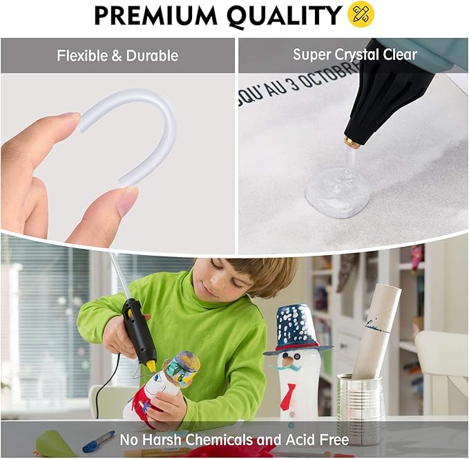 Magicfly Mini Hot Glue Gun Sticks, Huge Pack of 300, 4" Long and 0.27" Diameter Hot Melt Glue Sticks, Compatible with Most Glue Guns, Perfect for DIY Craft Projects and Sealing