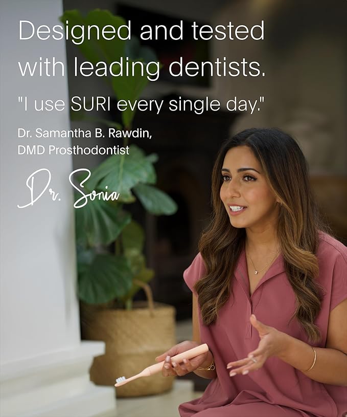 SURI 2.0 New Sonic Electric Toothbrush with Pressure Sensor | 1 Month+ Battery | Electric Toothbrush for Adults | Travel Toothbrushes | Tooth Brush | Pink