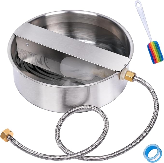 Automatic Dog Water Bowl Dispenser Outdoor Pet Water Fountain | Heavy-Duty Stainless Steel, Auto Refill Design with Float Valve, 6.5L Auto Waterer for Large Dogs, Cats and Chicken