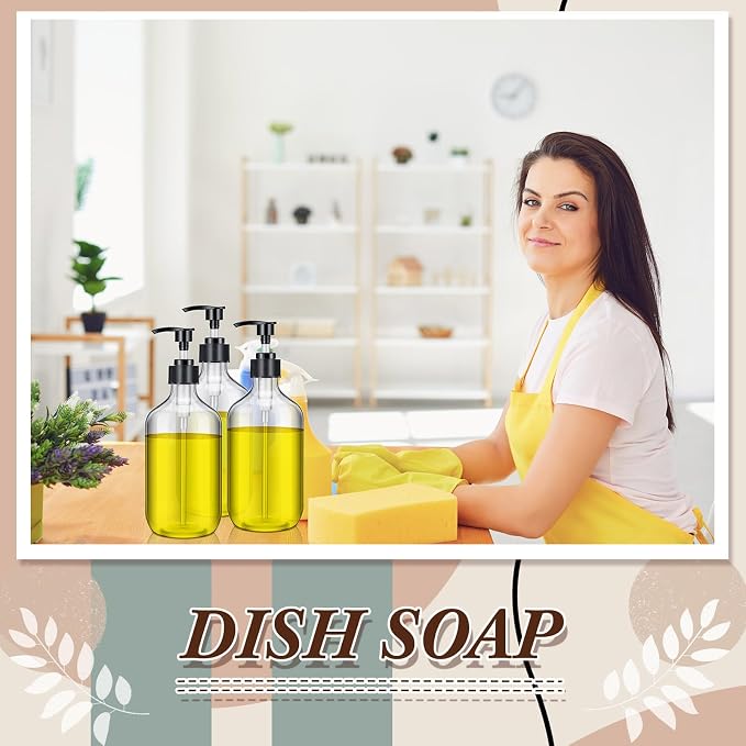 Tessco for You 24 Pcs Clear Soap Dispenser Empty Plastic Pump Bottles Refillable Shampoo Container for Hand Sanitizer Soap Lotion Body Wash Conditioner Bathroom Kitchen Travel, 16.9oz