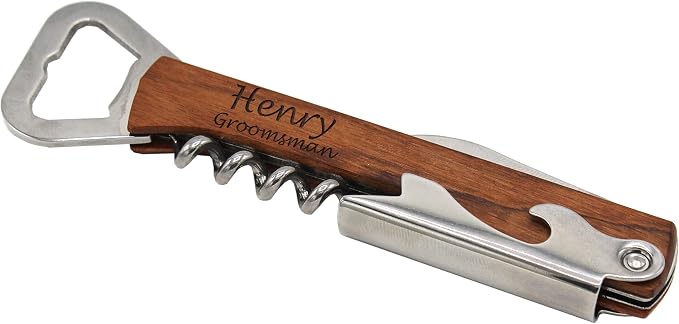Set of 1, 3, 8 and More Custom Engraved Wedding Party Corkscrew Multi-Tools - Personalized for your Bachelor, Bachelorette Party (5)