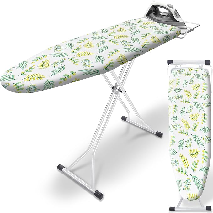 SheeChung Ironing Board 13"x43",Full Size Iron Board with Rest,Adjustable | Compact Iron Table,Foldable,Heat Resistant Cover with Padding,7 Adjustable Height,Heavy Duty Sturdy Legs,Steel Mesh Top