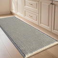 IM HOME Waffle Bath Mat Grey & Beige 4'x2', Boho Woven Modern Bath Mat Rugs, Absorbent Non Slip Bathroom Rugs, Soft Washable Bath Rugs with Tassels for Bathroom, Bedroom, Kitchen, Shower, Tub