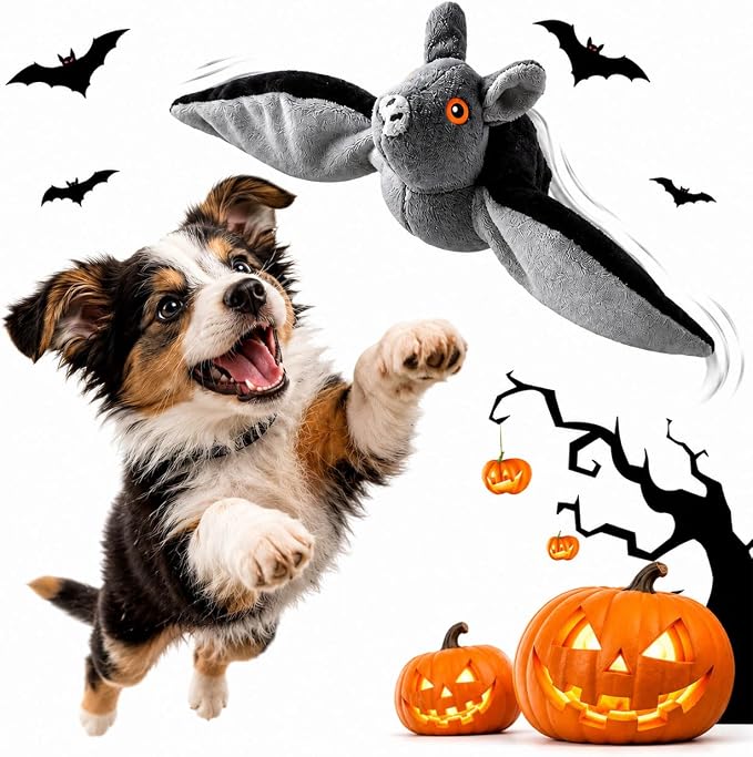 Flying Bat Dog Toy, Flapping Wings Interactive Pet Teaser (1PC) | USB Rechargeable | Chirping Sounds | Hanging & Ground Play | Realistic Flight Motion | Cat & Dog Exercise