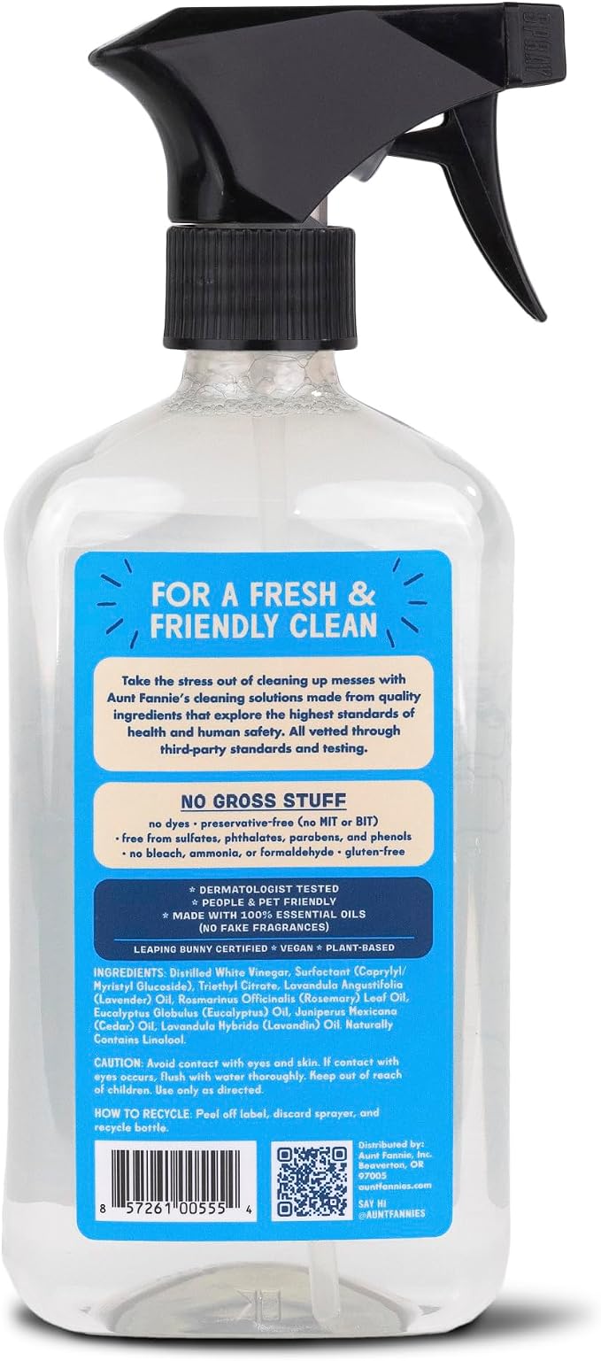 Aunt Fannie's All Purpose Bathroom Cleaner Vinegar Spray for Shower, Tub, Toilet, Tile, Sink and Fixtures, 16.9 Ounces (Pack of 3)