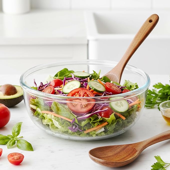 6.2Quart Large Glass Bowls with Lid,Thickened 12Inch Clear Glass Salad Cooking Bowls for Kitchen Salad Bread Storage, For Prepping, Marinating & Mixing Brining Kimch