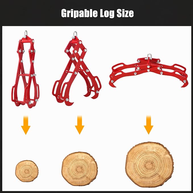 GarveeLife 28 in Log Lifting Tongs with 4 Claw Timber, Heavy Duty Logging Tool Grabbler, Anti-Slip Wooden Tongs, Steel Log Lifting for Tractors, Skidders, Firewood, Lumber Skidding Grabber | Anti-Slip Wooden Tongs, Steel Log Lifting Tong for Tractors, ...