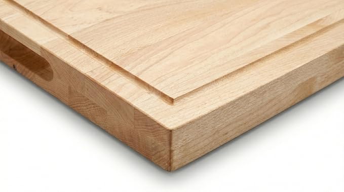 16 in. x 24 in. Maple Wood Cutting Board, Reversible with Juice Groove and Smooth Side, Thick Butcher Block Style Prep Board with Built-In Handles for Kitchen, BBQ, Meat Carving and Serving