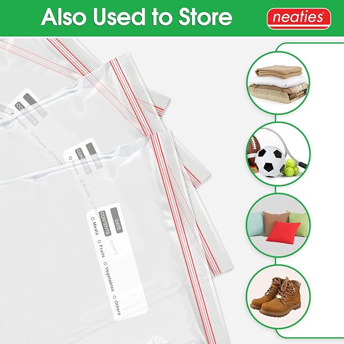 5 Gallon Resealable Bags – Heavy Duty Jumbo Freezer Bags with Dual Zipper – 18x24" Extra Large with Writable Space for Kitchen or Home Storage – BPA-Free Food Grade Plastic – 14 Pack