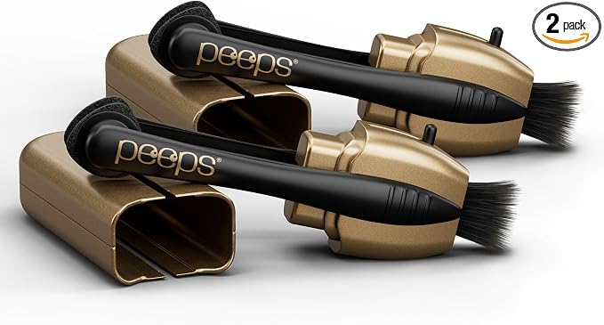Peeps Lens Cleaner, Glasses Cleaning Tool, Electroplated Gold, 2 Count | With Brush, Portable & Reusable, Safe & Effective Carbon Microfiber, Leaves No Dust or Fingerprints, Streak Free