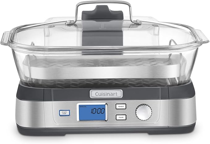 Cuisinart Glass Food Steamer, 5 Pre-Programmed Settings, 5-Liter Capacity | 5-liter poultry, grains, seafood & vegetable steamer with Keep Warm function, audible alert & Delay Start feature, STM-1000