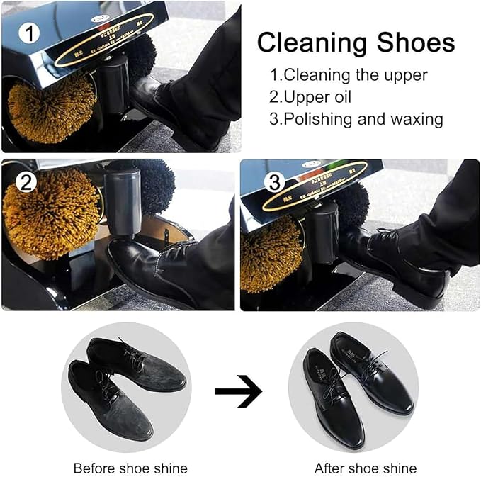 Shoe Polisher Machine Automatic Sensor Shoe Shine Kit Clean Brush | Automatic induction shoe polisher machine with 1400 rpm motor, titanium panel, and MDF body. Compact shoe shine machine
