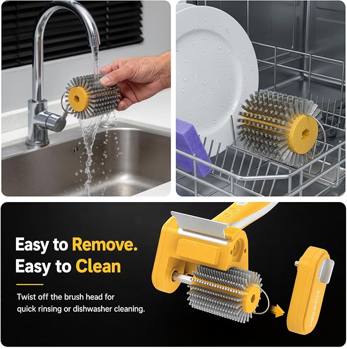 4000mAh Electric Grill Brush with Support Roller for Effortless Cleaning, 3-in-1 Cordless BBQ Cleaner with Scraper, Automatic Grill Brush & LED Light