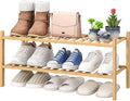 viewcare 2-Tier Bamboo Shoe Rack for Entryway, Bamboo Wood Shoe Organizer for Hallway Closet, Free Standing Shoe Racks for Indoor Outdoor