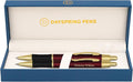 Dayspring Pens Monroe Pen and Pencil Set, Red Lacquer with Gold Trim, Custom Engraved — Graduation, Anniversary, Retirement, or Business Gift