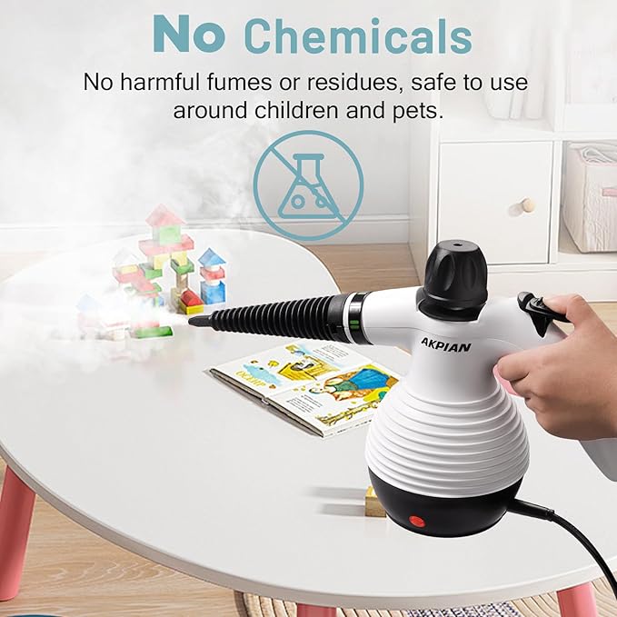 Handheld Steam Cleaner,Multi-Purpose with 10-Piece Accessory Set, for Stovetops, Ovens, Countertops, Sinks, Windows – Removes Dirt, Grease & Stubborn Stains