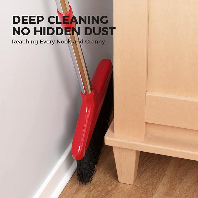 Handy Broom, Indoor/Outdoor Brooms, Duty Kitchen Broom, for Home Garage Kitchen Office Courtyard Lobby Patio Lawn Concrete (1, Red)