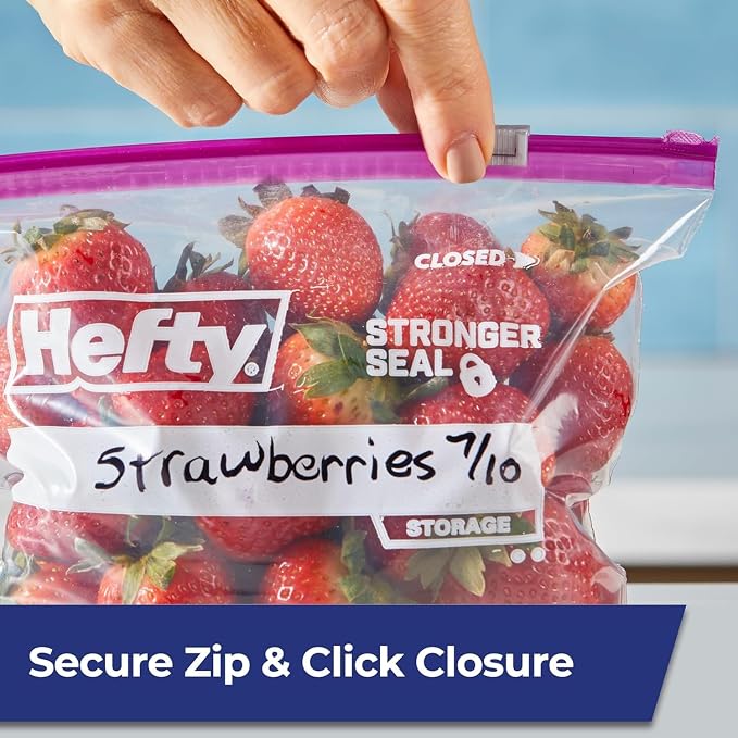 Hefty, 1 Hefty Slider Bags, Quart, 20 CT, 1 Freezer Slider Bags, Quart, 15 CT, 1 Freezer Slider Bags Gallon, 25 CT, 1 Slider Bags Half Gallon, 32 CT (Variety Pack)