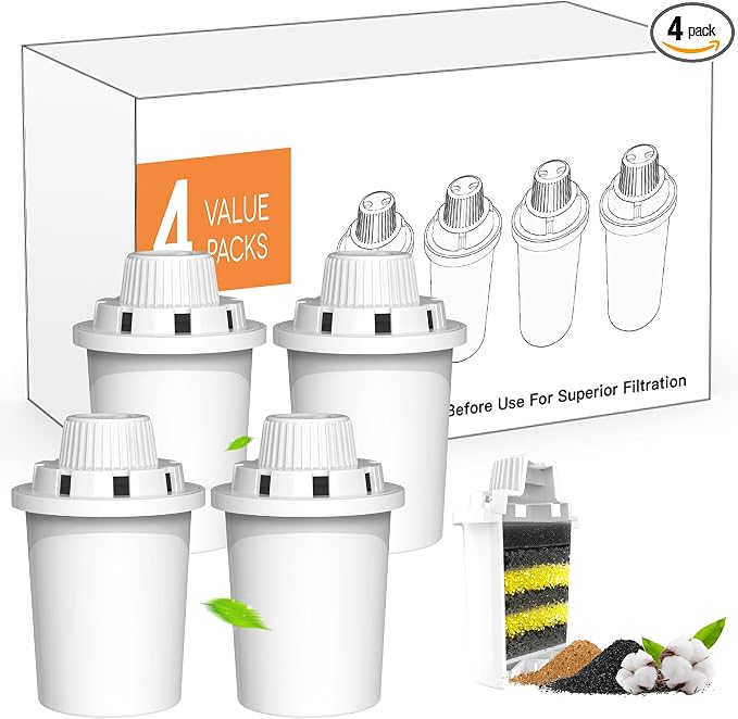 Replacement Filter for Lesotc Lage Dog Water Fountain, 4 Pack Water Filter for Stainless Steel Pet Fountain for Large Dogs- Vertical Filtration for D2223,D2322,D2341,D2419 Lasts Two Months