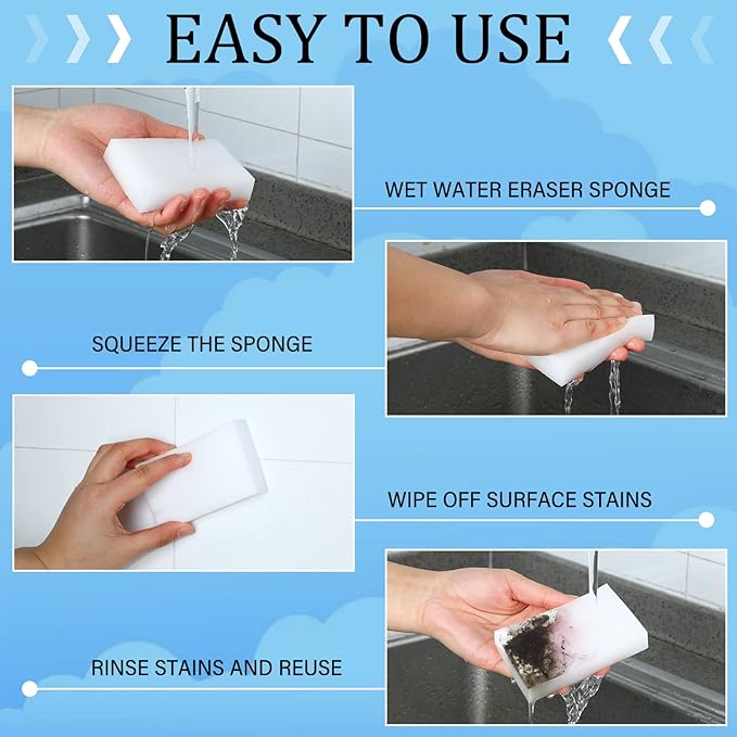 500 Pcs Magic Sponge Eraser Bulk Foam Sponge Cleaning Pads Multi Surface Household Cleaning Kitchen Dish Sponges Non Scratch Scrub Sponge Pads for Sink Bathtub Floor Bathroom Wall Cleaner