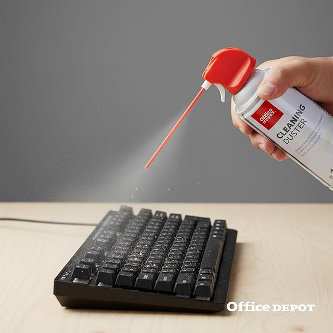 Office Depot Cleaning Duster, 10 Oz Compressed Canned Air for Electronics, Keyboard Cleaner for Computer, Laptop, PC, Printer, Office Equipment, Moisture-Free, Pack of 1
