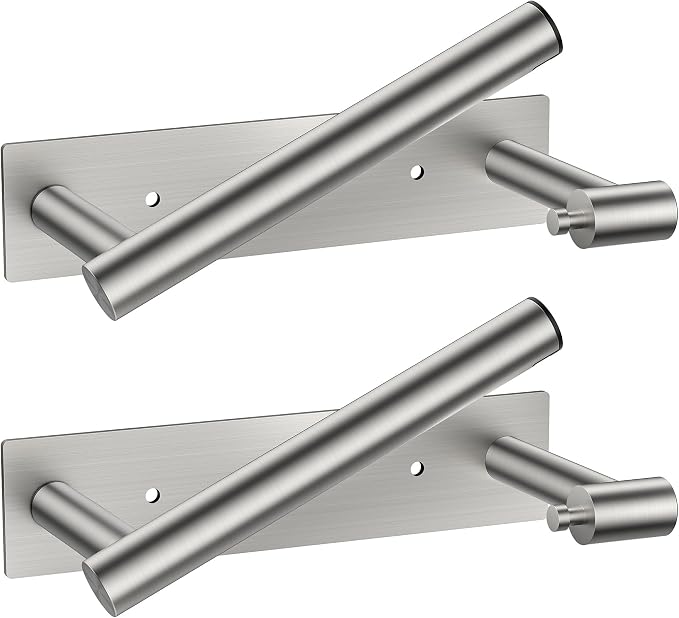 FORIOUS Toilet Paper Holder Wall Mount, Stainless Steel Rustproof Double Post Pivoting Tissue Roll Holder for Bathroom, Commercial Toilet Paper Dispenser (Stainless Steel, Modern Square 2 Pack)