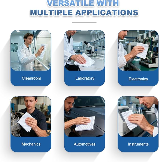 Anti-Static Microfiber Wipes 6"x6"(100 Pcs,Class 100, 200GSM) Lint Free Cloths Reusable Special ESD protection design is suitable for protecting sensitive electronic components and tools
