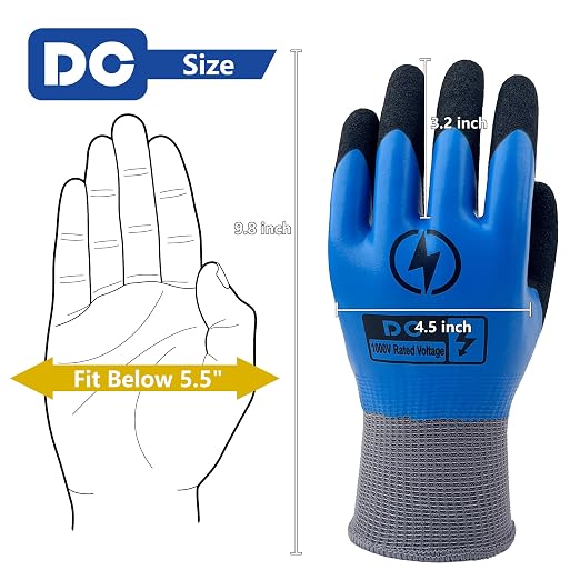 DongChu 2 Pairs Insulated Electrician Gloves 1000V Voltage Resistant Flame Retardant Work Gloves, Electrical Rubber Non-slip Texture Design for Electricians Prevent Shock