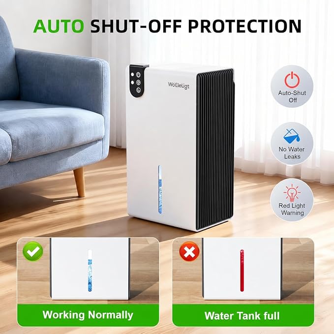 98 OZ Small Dehumidifier for Home 1000 Sq Ft, Quiet Dehumidifier with Drain Hose, Auto Shut-Off, Sleep Mode, 7-Color Light for Basement, Bedroom, Bathroom, Closet, RV (Blue White)