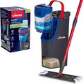 Vileda H2prO Flat Mop & Bucket Set | Cleans floors, walls & baseboards | Keeps clean & dirty water separate | Compact | Washable microfiber mop head