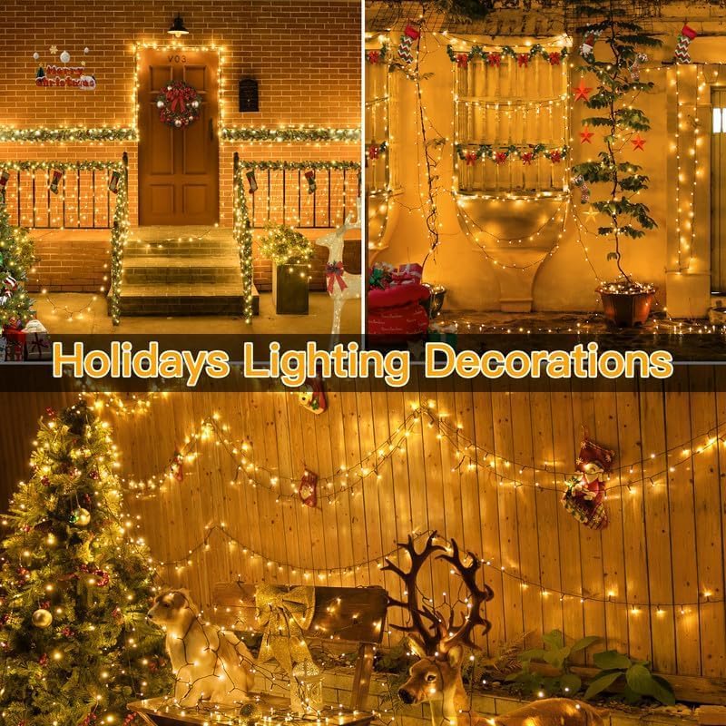 Ollny 200LED 66FT Warm White Christmas String Lights Plug in with Remote