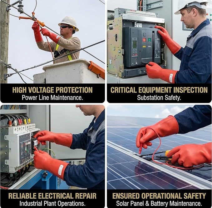 Insulated Electrician Gloves - Class 1 ASTM Compliant High Voltage Dielectric Electrical Gloves For Electrician,Electrical Safety Gloves 8000V AC
