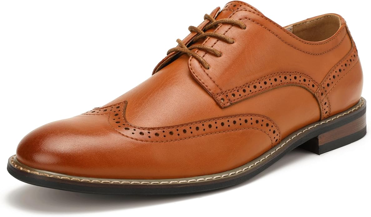 Mens Classic Cap Toe Dress Shoes Oxford for Office | Polished PU Outer Shell,Ventilated Comfortable Latex Insole. Formal Footwear Suited for Office Engagements ,Outings,Weddings