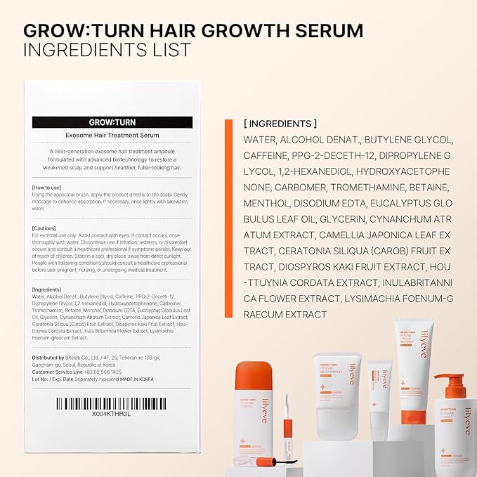 lilyeve GROWTURN Hair Growth Serum with Built-in Brush, Heartleaf-Derived Exosomes to Revitalize, Korean Hair Care, 3.38 fl. oz. (Pack of 4)