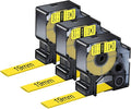 NineLeaf 3 Pack Compatible Labels Tape Replacement for Dymo 18058 3/4 inch Black on Yellow Heat Shrink Tube Labels 19mm x 1.5m for Wires and Cables Use in Rhino 4200 5200 5000 6000 3M Label Maker