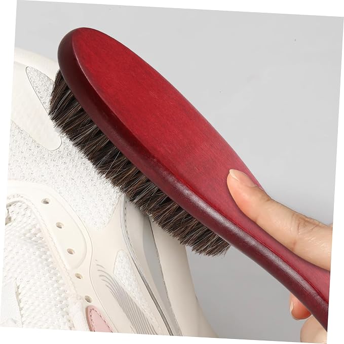 NOLITOY 3pcs Handle Horsehair Shoe Brush for Cleaning Shoes Cleaning Tool Compact Design for Household Use Soft Bristle