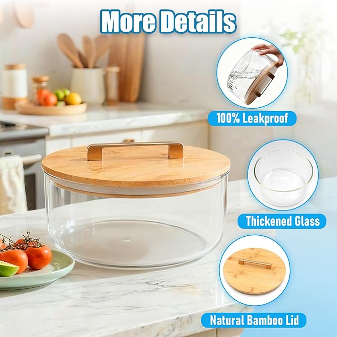 Acelane 10 Inch Glass Trifle Bowl with Sealed Lid, Large Salad Bowl, Modern Versatile Mixing and Serving Bowl for Salad, Dessert, Laying Ice Cream, Cake and Party, Home, Microwave & Dishwasher Safe