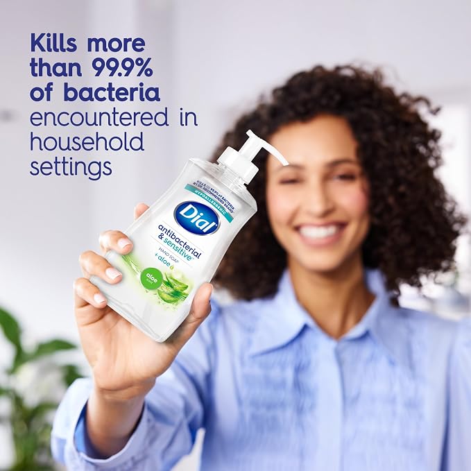 Dial Antibacterial Defense Liquid Hand Soap + Aloe, Aloe Scent, 11 Fl Oz (Pack of 12), Dermatologist-Tested Hand Wash, Gentle Formula