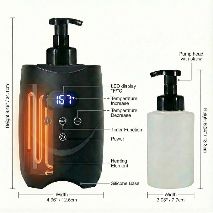 Professional Hot Lather Machine for Shaving, Smart Shaving Cream Warmer with 2×500ml Refillable Foam Bottles, Large Capacity Hot Foam Dispenser with LED Display for Home, Salon & Barber Shop (black)