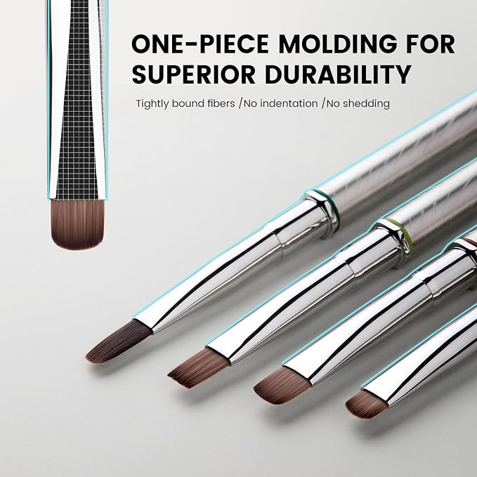 YOKEFELLOW EliteAlly Nail Art Brushes,2-in-1 French Tip Brush and Clean up Brush for Gel Nail Polish, Base Gel Short Round Brush Professional Nail Tool(EA01 ROUND-S)