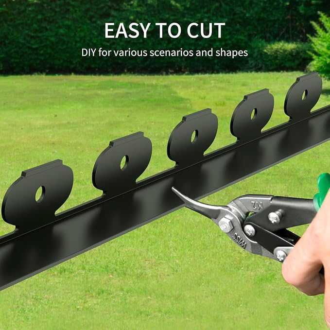 102FT Landscape Edging 3 in Tall with 110 Spikes, Garden Edging Border and 1 Hammer, Plastic Landscape Edging Border Lawn Edging for Landscaping, Flower Beds, Yard