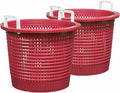 Large, Heavy Duty Fish Baskets, Maroon, White Handles, Made in USA, 2-Pack