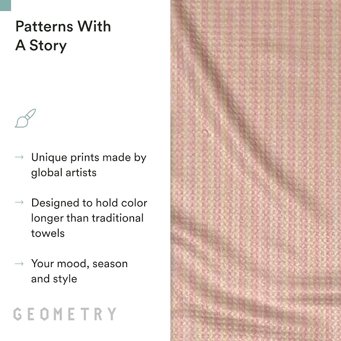 GEOMETRY Spring Kitchen Towels - Quick Dry Microfiber Cloth Spring & Summer Dish Towels for Kitchen Drying - Premium Quick Dry Towel - Strawberry Shortcake Lines, 18" x 30" - 1-Pack