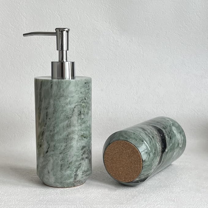 Natural Onyx Cloud Green Refillable Bathroom Liquid Dispenser, Lotions Soap Container (Onyx Cloud Green)