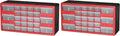 Akro-Mils 26-Drawer Plastic Drawer Storage Cabinet for Garage Organization, Bead Organizer, Building Bricks Storage, Teacher Toolbox, Makeup Organizer, 20-Inch W x 6-Inch D x 10-Inch H, 10126 Red