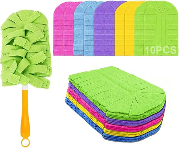 Reusable Chenille Microfiber Dust Duster, Bendable Microfiber Duster with Removable Washable Cloth Covers, 360°Electrostatic Duster Refills for Efficient Home Cleaning (10PCS)